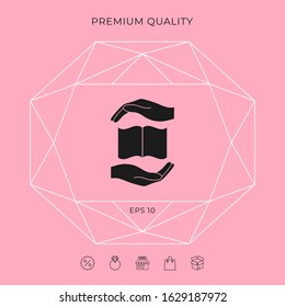 Hands holding book- protection symbol. Graphic elements for your design