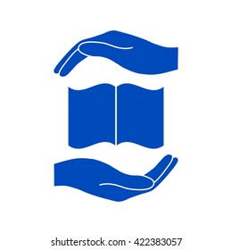 Hands holding book- protection symbol.