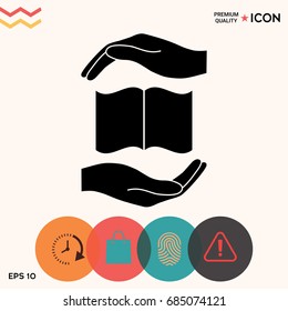 Hands holding book- protection symbol