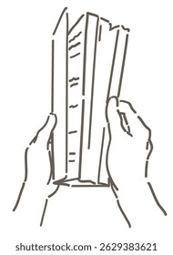Hands holding a book. Simple line. Vector sketch illustration.