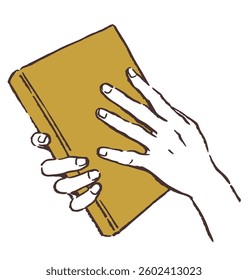 Hands holding a book. Vector sketch illustration.