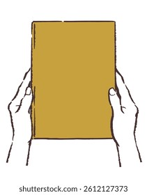 Hands holding a book. Vector sketch illustration.