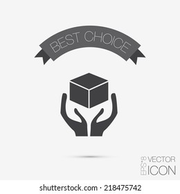 hands holding box logistic icon