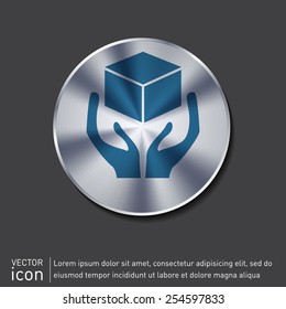 hands holding box logistic icon