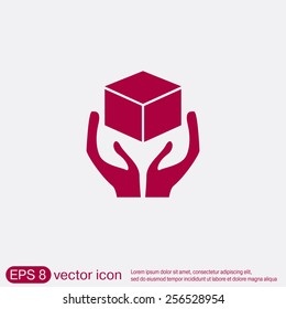 hands holding box logistic icon