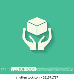 hands holding box logistic icon