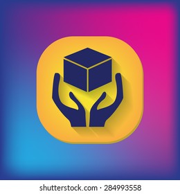 hands holding box logistic icon