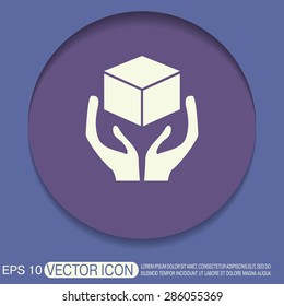 hands holding box logistic icon
