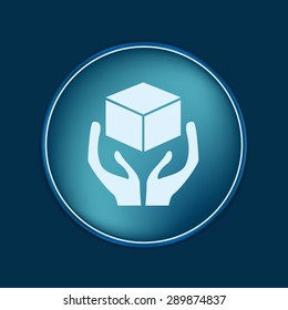 hands holding box logistic icon
