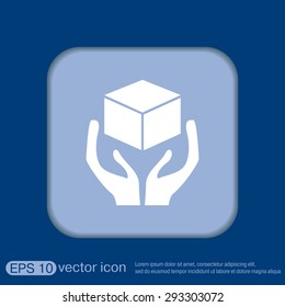 hands holding box logistic icon