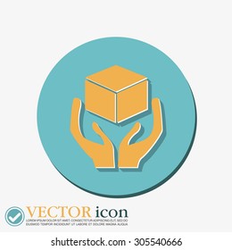 hands holding box logistic icon