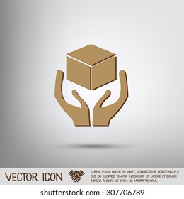 hands holding box logistic icon