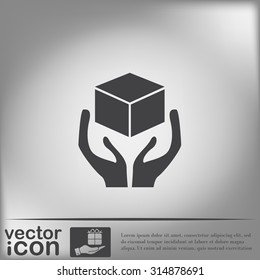 hands holding box logistic icon