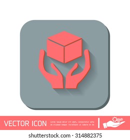 hands holding box logistic icon