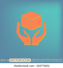 hands holding box logistic icon