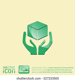 hands holding box logistic icon