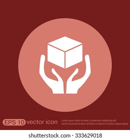 hands holding box logistic icon