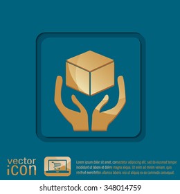 hands holding box logistic icon