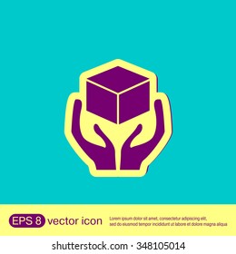hands holding box logistic icon