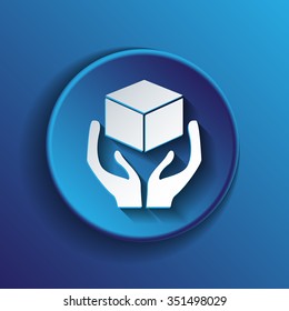 hands holding box logistic icon