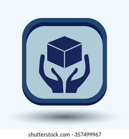 hands holding box logistic icon