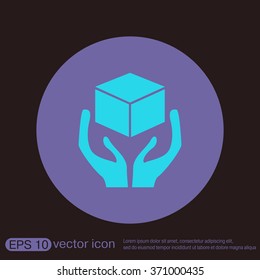 hands holding box logistic icon