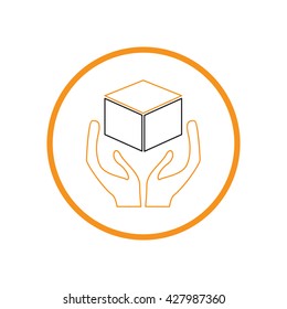 hands holding box logistic icon