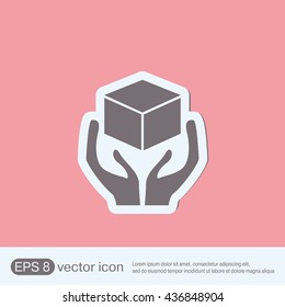 hands holding box logistic icon