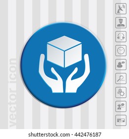 hands holding box logistic icon