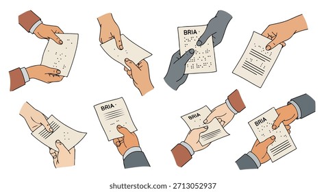 Hands holding braille paper for accessibility and education