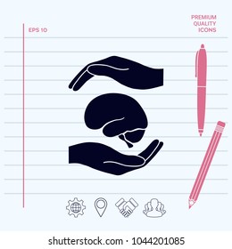 Hands holding brain - protection symbol