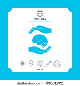 Hands holding brain - protection symbol