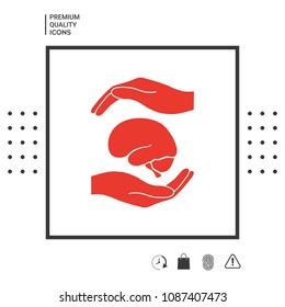 Hands holding brain - protection symbol