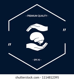 Hands holding brain - protection symbol