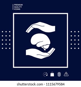 Hands holding brain - protection symbol