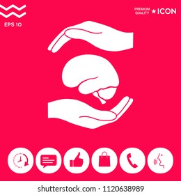 Hands holding brain - protection symbol