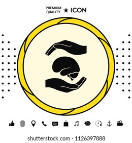 Hands holding brain - protection symbol