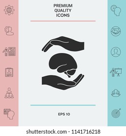 Hands holding brain - protection symbol