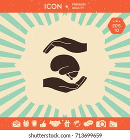 Hands holding brain - protection symbol