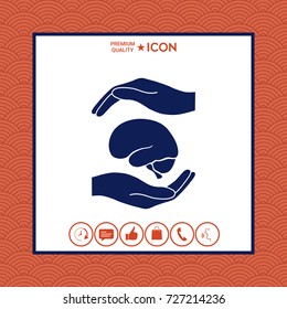 Hands holding brain - protection symbol