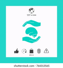 Hands holding brain - protection symbol