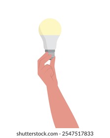 Hands holding bulb vector concept stock illustration