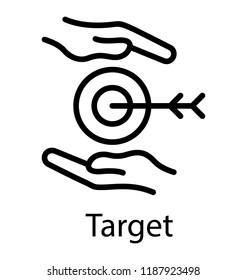 Hands holding bullseye target dartboard 