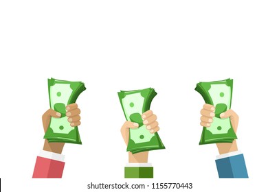 Hands holding bundle of cash