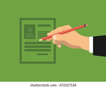Hands holding business paper document flat vector background