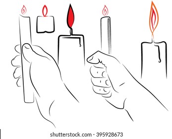 Hands Holding Candles, Candles Stylized Image