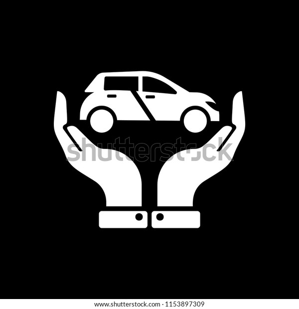 Hands holding car - auto insurance icon vector -\
transport insurance icon\
white