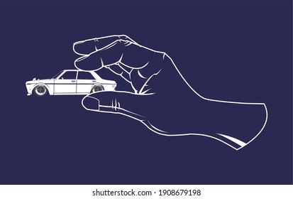 vector de juguetes de mano de coche, vector de diseño para la educación