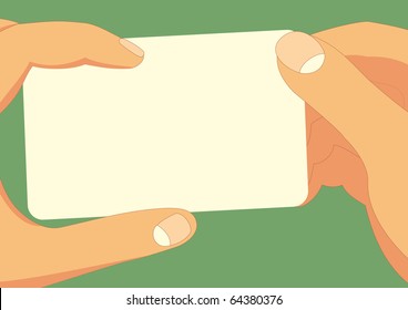 Hands holding card