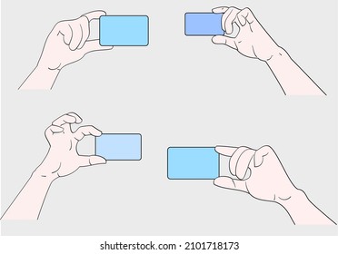 Hands holding card. Flat Design style vector